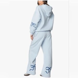 Blue Hoodie and Sweatpants Set with Bow Detail
